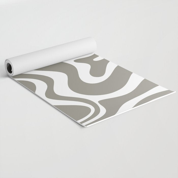 Liquid Swirl Abstract Pattern in Gray and White Yoga Mat Gallery Image 2
