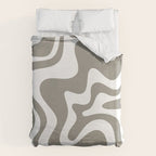 Liquid Swirl Abstract Pattern in Gray and White Duvet Cover Gallery Image 6