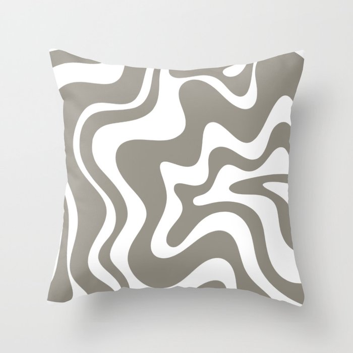 Liquid Swirl Abstract Pattern in Gray and White Throw Pillow Gallery Image 6