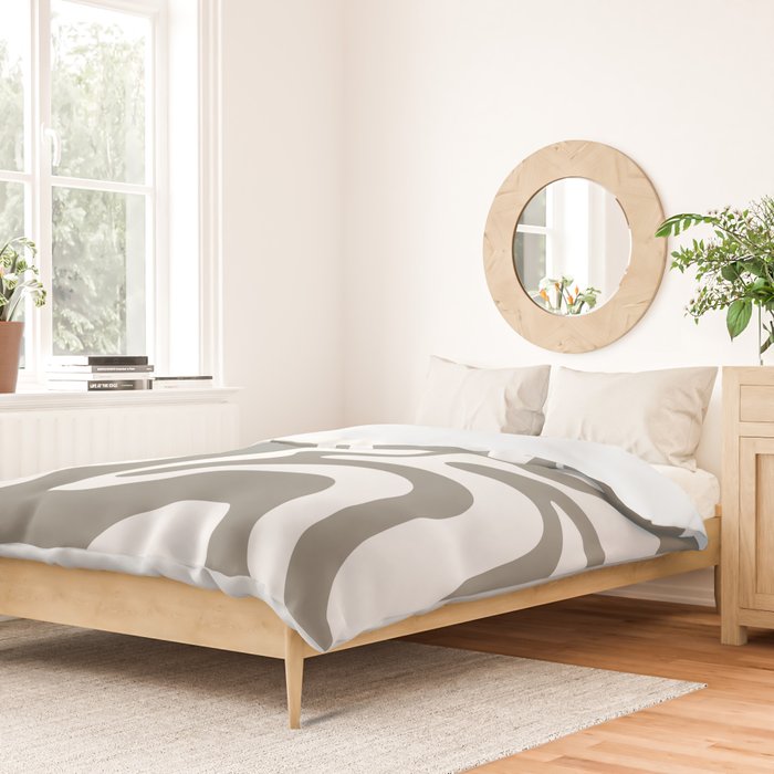 Liquid Swirl Abstract Pattern in Gray and White Duvet Cover Gallery Image 2