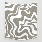 Liquid Swirl Abstract Pattern in Gray and White Wall Tapestry Gallery Image 4