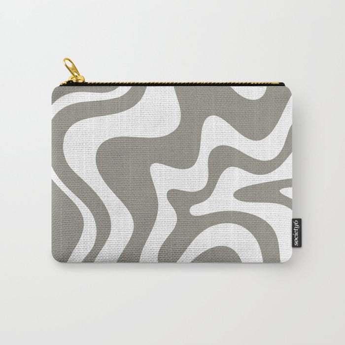 Liquid Swirl Abstract Pattern in Gray and White Carry All Pouch Gallery Image 1