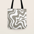 Liquid Swirl Abstract Pattern in Gray and White Tote Bag Gallery Image 1