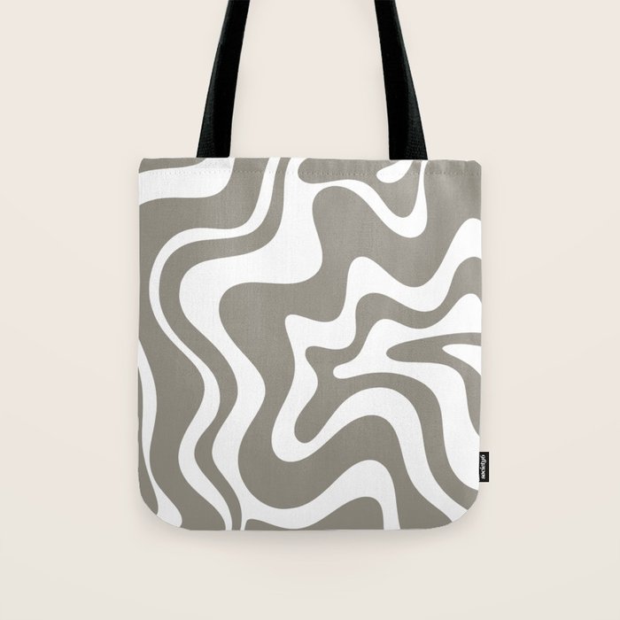 Liquid Swirl Abstract Pattern in Gray and White Tote Bag Gallery Image 1