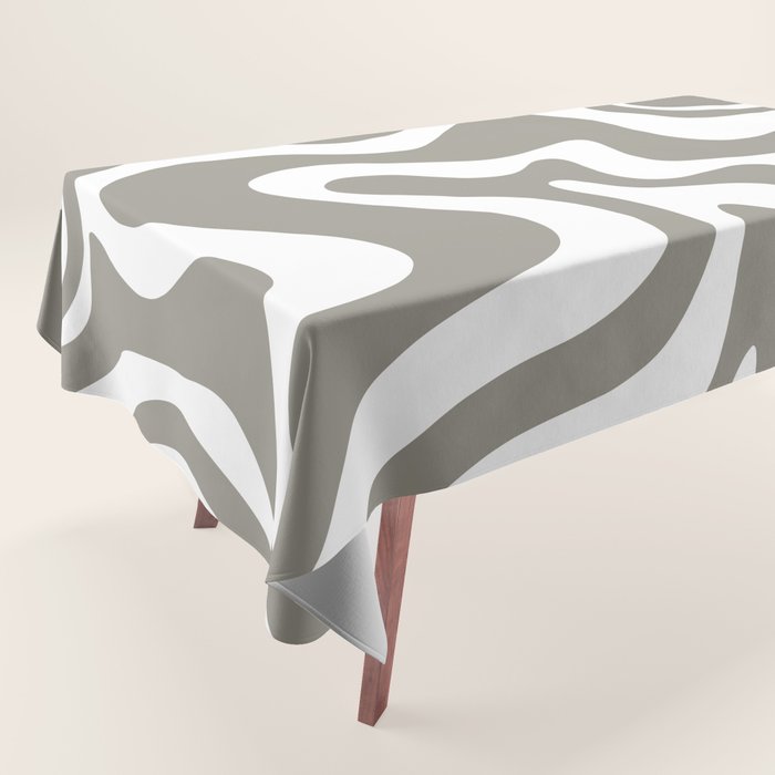 Liquid Swirl Abstract Pattern in Gray and White Tablecloth Gallery Image 1