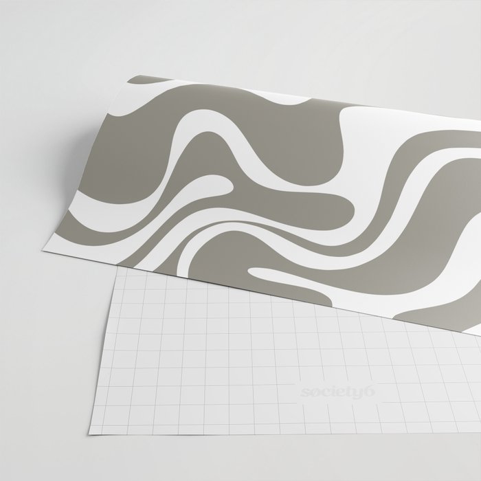 Liquid Swirl Abstract Pattern in Gray and White Wrapping Paper Gallery Image 2