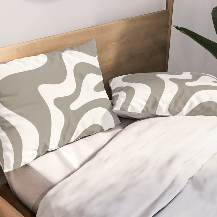 Liquid Swirl Abstract Pattern in Gray and White Pillow Sham Gallery Image 2