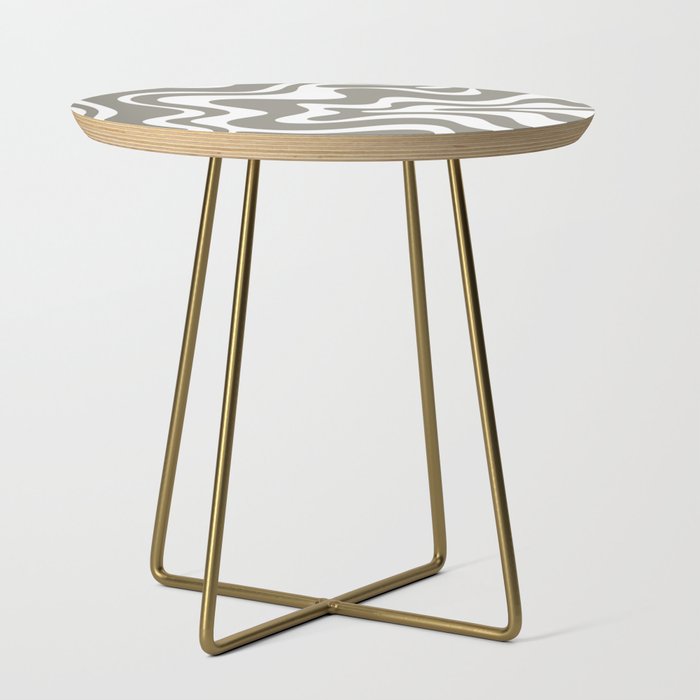Liquid Swirl Abstract Pattern in Gray and White Side Table Gallery Image 1
