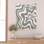 Liquid Swirl Abstract Pattern in Gray and White Wall Tapestry Gallery Image 2