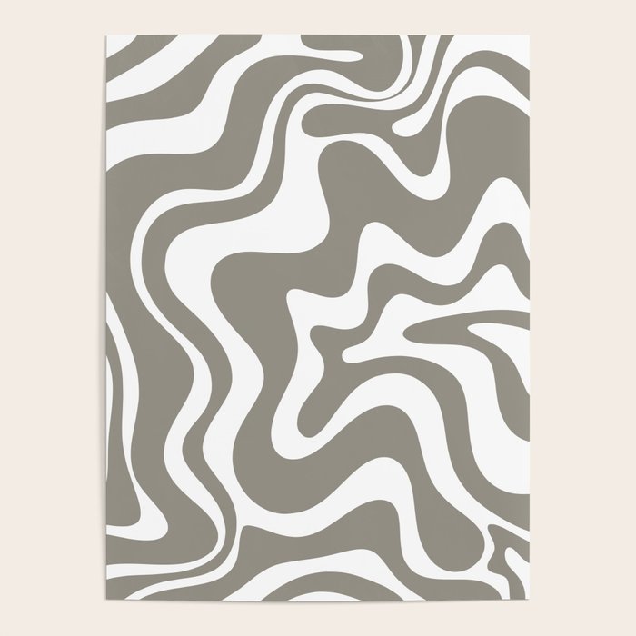Liquid Swirl Abstract Pattern in Gray and White Poster Gallery Image 1