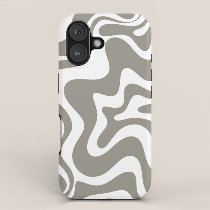 Liquid Swirl Abstract Pattern in Gray and White iPhone Case Gallery Image 1