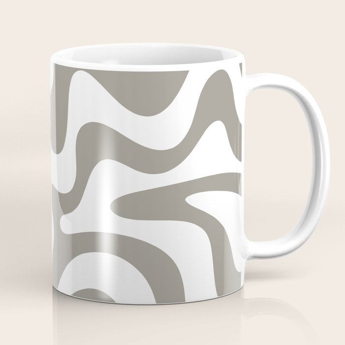 Liquid Swirl Abstract Pattern in Gray and White Coffee Mug Gallery Image 1
