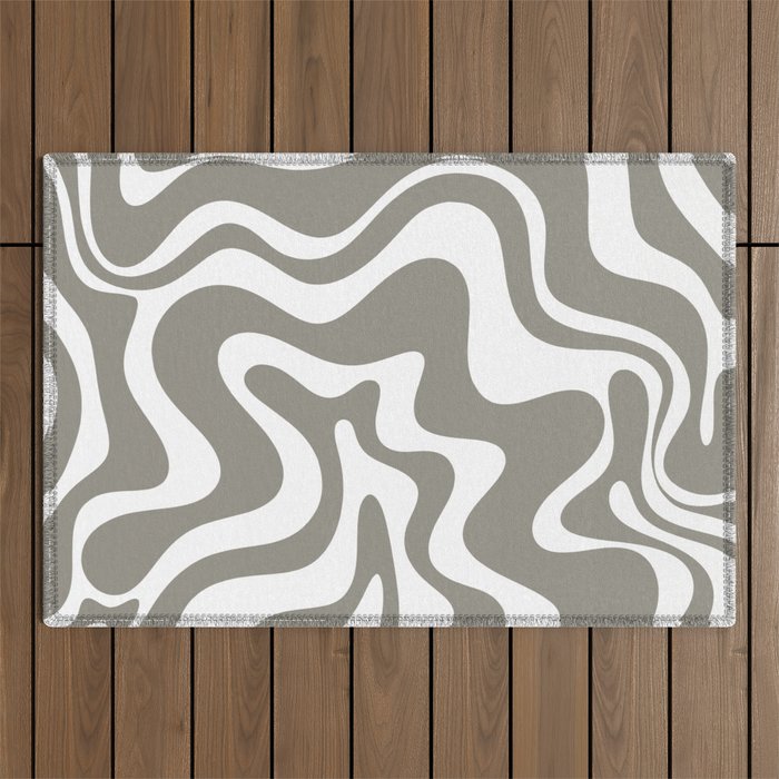 Liquid Swirl Abstract Pattern in Gray and White Outdoor Rug Gallery Image 1