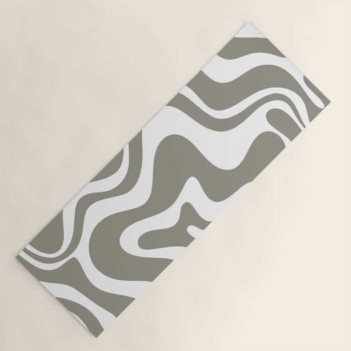 Liquid Swirl Abstract Pattern in Gray and White Yoga Mat Gallery Image 1