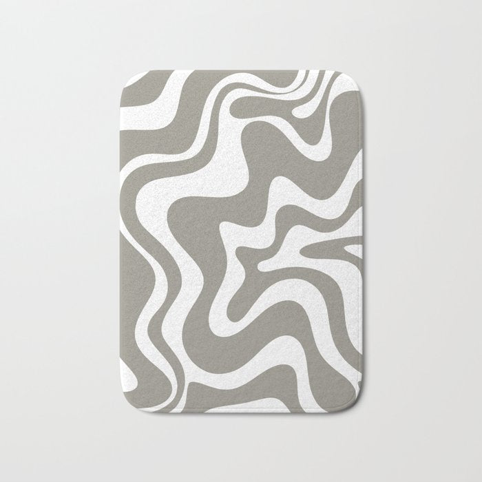Liquid Swirl Abstract Pattern in Gray and White Bath Mat Gallery Image 1