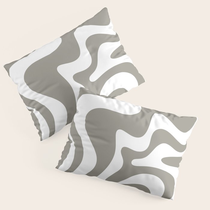 Liquid Swirl Abstract Pattern in Gray and White Pillow Sham Gallery Image 1
