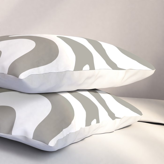 Liquid Swirl Abstract Pattern in Gray and White Pillow Sham Gallery Image 3