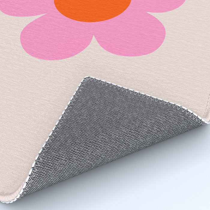 La Fleur | 05 - Abstract Retro Flower Print Pink Orange And Neutral Boho Decor Modern Floral Rug Gallery Image 4