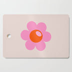 La Fleur | 05 - Abstract Retro Flower Print Pink Orange And Neutral Boho Decor Modern Floral Cutting Board Gallery Image 1