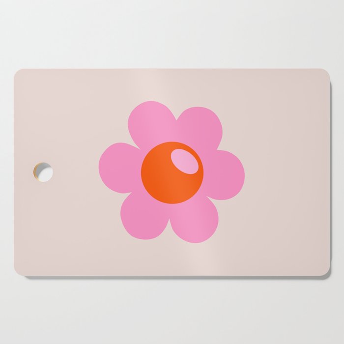 La Fleur | 05 - Abstract Retro Flower Print Pink Orange And Neutral Boho Decor Modern Floral Cutting Board Gallery Image 1