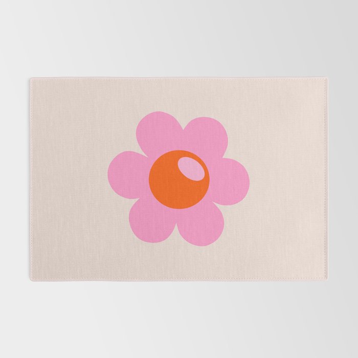 La Fleur | 05 - Abstract Retro Flower Print Pink Orange And Neutral Boho Decor Modern Floral Rug Gallery Image 2