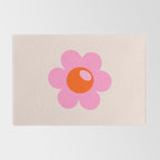 La Fleur | 05 - Abstract Retro Flower Print Pink Orange And Neutral Boho Decor Modern Floral Rug Gallery Image 2