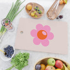 La Fleur | 05 - Abstract Retro Flower Print Pink Orange And Neutral Boho Decor Modern Floral Cutting Board Gallery Image 2
