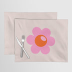 La Fleur | 05 - Abstract Retro Flower Print Pink Orange And Neutral Boho Decor Modern Floral Placemat Gallery Image 1