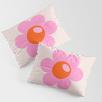 La Fleur | 05 - Abstract Retro Flower Print Pink Orange And Neutral Boho Decor Modern Floral Pillow Sham Gallery Image 3