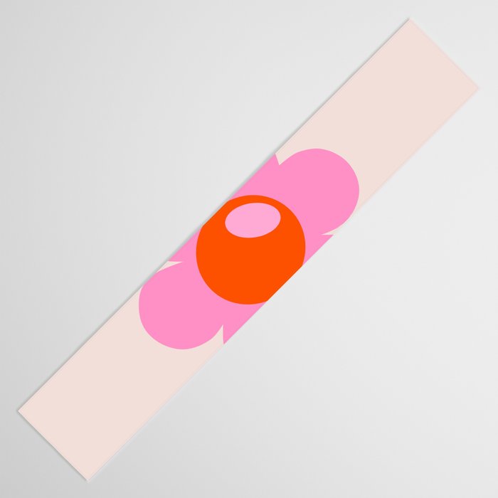 La Fleur | 05 - Abstract Retro Flower Print Pink Orange And Neutral Boho Decor Modern Floral Table Runner Gallery Image 3