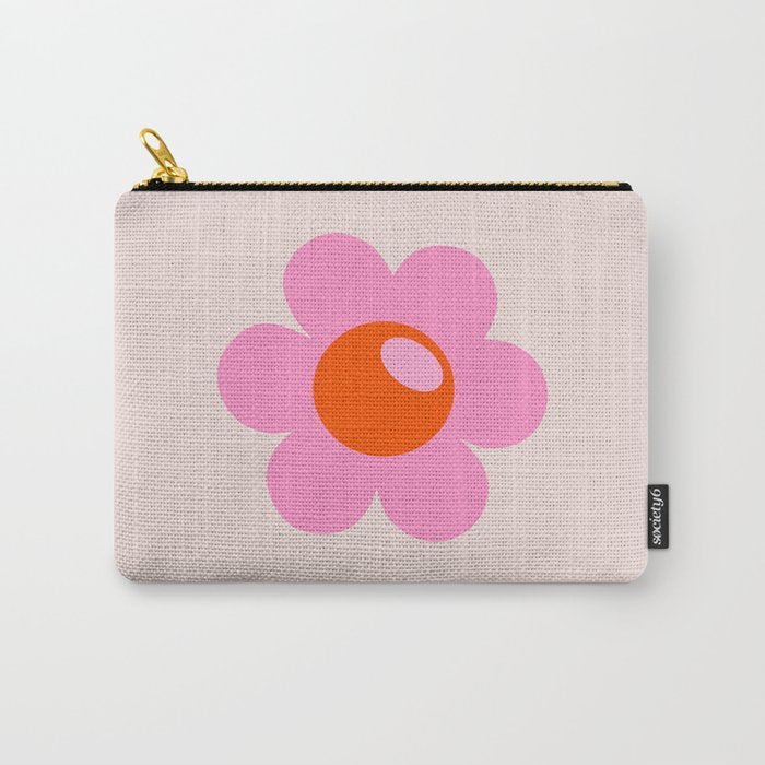 La Fleur | 05 - Abstract Retro Flower Print Pink Orange And Neutral Boho Decor Modern Floral Carry All Pouch Gallery Image 1