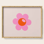 La Fleur | 05 - Abstract Retro Flower Print Pink Orange And Neutral Boho Decor Modern Floral Serving Tray Gallery Image 1