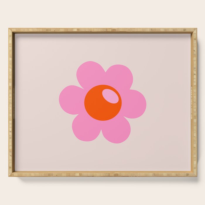 La Fleur | 05 - Abstract Retro Flower Print Pink Orange And Neutral Boho Decor Modern Floral Serving Tray Gallery Image 1