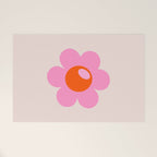 La Fleur | 05 - Abstract Retro Flower Print Pink Orange And Neutral Boho Decor Modern Floral Welcome Mat Gallery Image 1