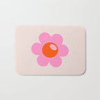 La Fleur | 05 - Abstract Retro Flower Print Pink Orange And Neutral Boho Decor Modern Floral Bath Mat Gallery Image 1