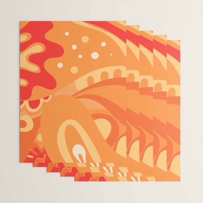 So Trippy Retro Psychedelic Abstract Pattern 2 in Orange Tangerine Tones Wrapping Paper Gallery Image 3