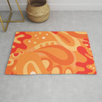 So Trippy Retro Psychedelic Abstract Pattern 2 in Orange Tangerine Tones Rug Gallery Image 1