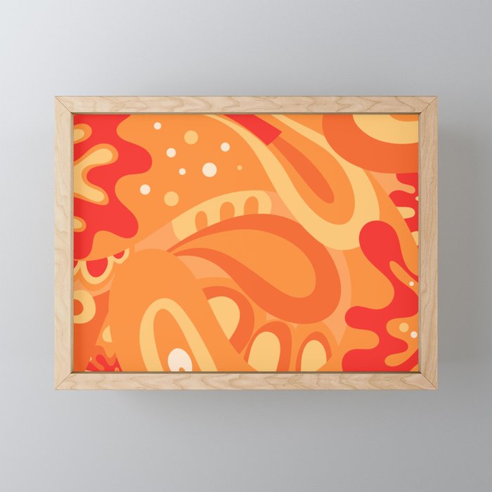 So Trippy Retro Psychedelic Abstract Pattern 2 in Orange Tangerine Tones Mini Art Print Gallery Image 1