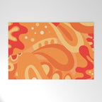 So Trippy Retro Psychedelic Abstract Pattern 2 in Orange Tangerine Tones Welcome Mat Gallery Image 1