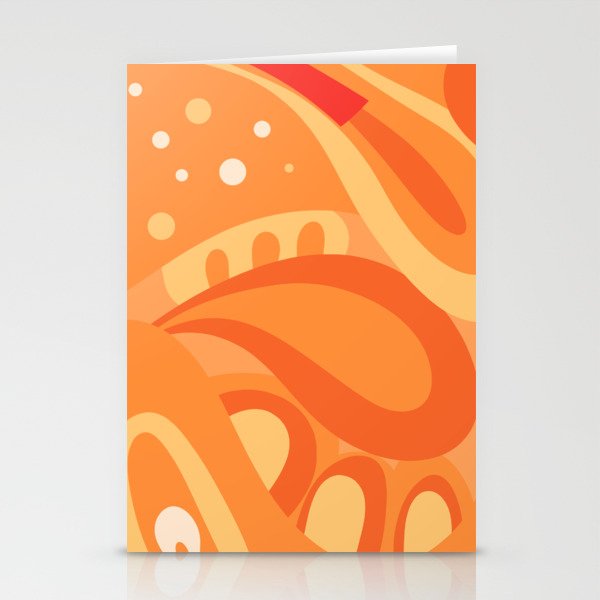 So Trippy Retro Psychedelic Abstract Pattern 2 in Orange Tangerine Tones Stationery Card Gallery Image 1