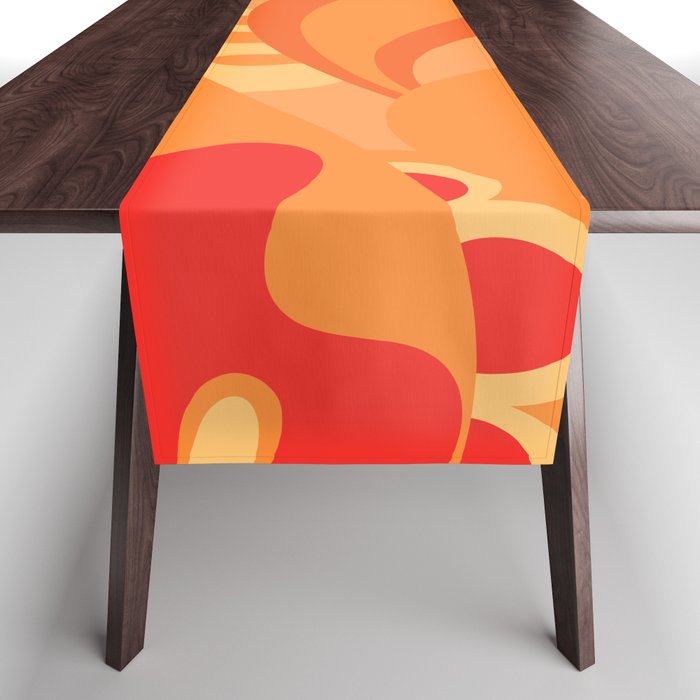 So Trippy Retro Psychedelic Abstract Pattern 2 in Orange Tangerine Tones Table Runner Gallery Image 1