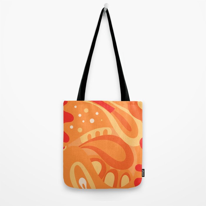 So Trippy Retro Psychedelic Abstract Pattern 2 in Orange Tangerine Tones Tote Bag Gallery Image 2
