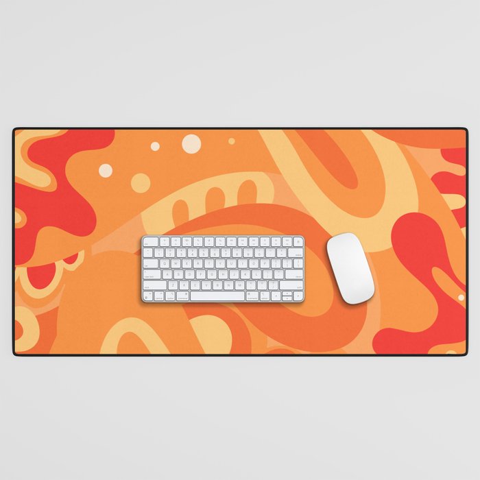 So Trippy Retro Psychedelic Abstract Pattern 2 in Orange Tangerine Tones Desk Mat Gallery Image 1
