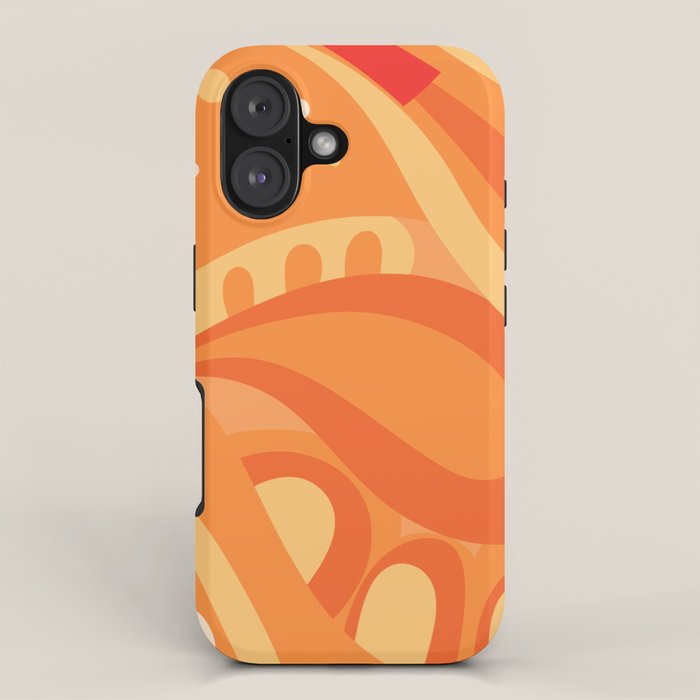 So Trippy Retro Psychedelic Abstract Pattern 2 in Orange Tangerine Tones iPhone Case Gallery Image 1
