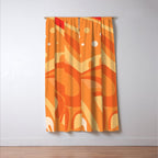 So Trippy Retro Psychedelic Abstract Pattern 2 in Orange Tangerine Tones Window Curtain Gallery Image 3