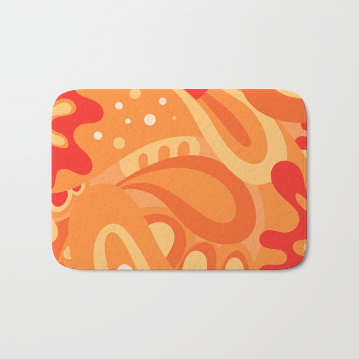 So Trippy Retro Psychedelic Abstract Pattern 2 in Orange Tangerine Tones Bath Mat Gallery Image 1