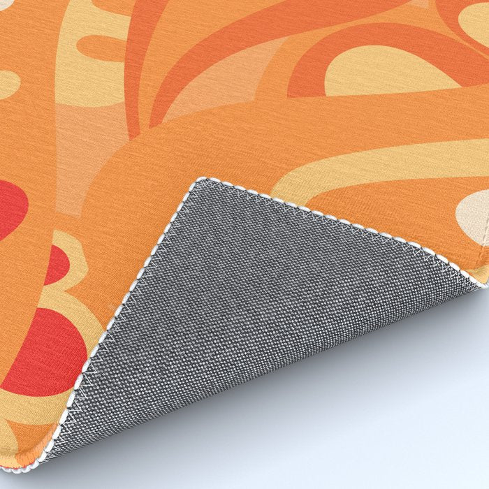 So Trippy Retro Psychedelic Abstract Pattern 2 in Orange Tangerine Tones Rug Gallery Image 4