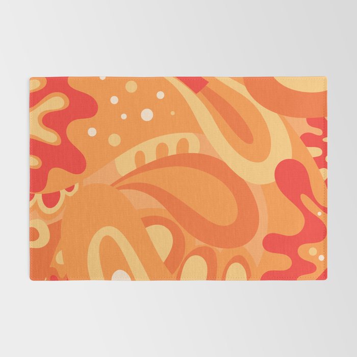 So Trippy Retro Psychedelic Abstract Pattern 2 in Orange Tangerine Tones Rug Gallery Image 2