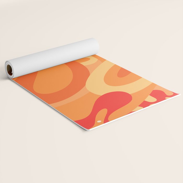 So Trippy Retro Psychedelic Abstract Pattern 2 in Orange Tangerine Tones Yoga Mat Gallery Image 2