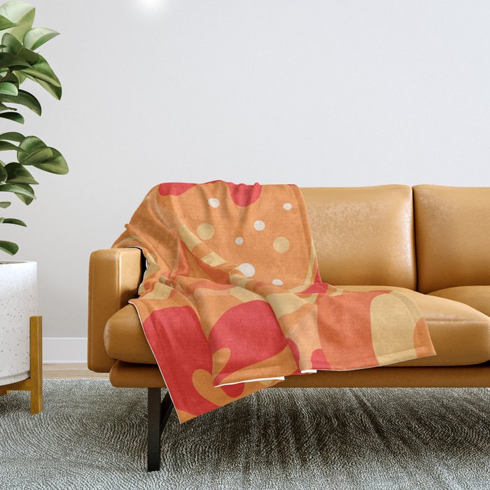 So Trippy Retro Psychedelic Abstract Pattern 2 in Orange Tangerine Tones Throw Blanket Gallery Image 1